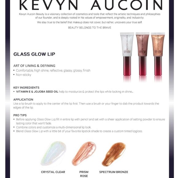 Kevyn Aucoin Glass Glow Lip Gloss Spectrum ~Crystal Clear (Pearl) 0.2 oz NIB - Picture 8 of 14
